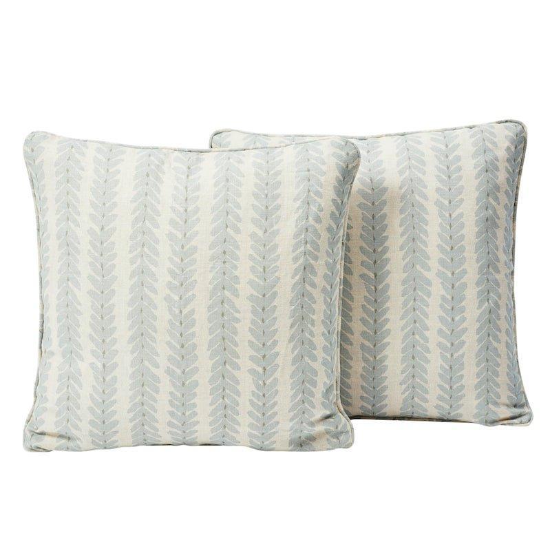 Sky Blue Woodperry Vining 20" Linen Throw Pillow - Pillows - The Well Appointed House