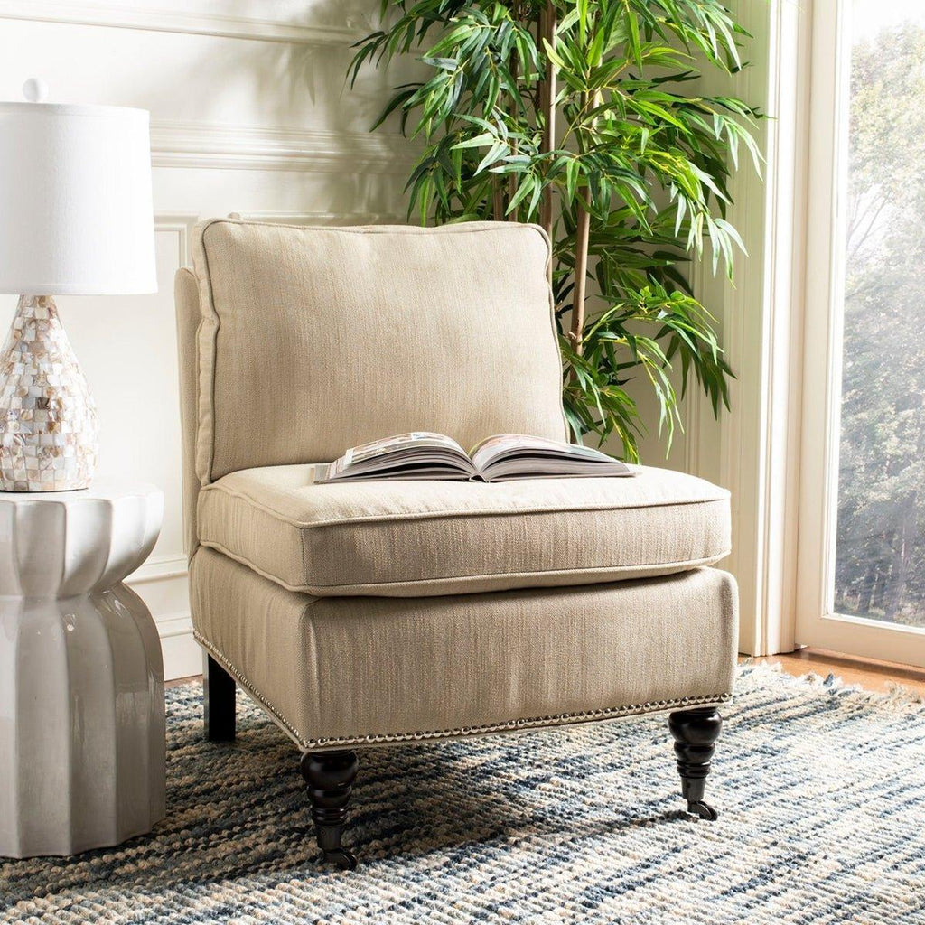 Slipper Chair in Taupe Beige - Accent Chairs - The Well Appointed House