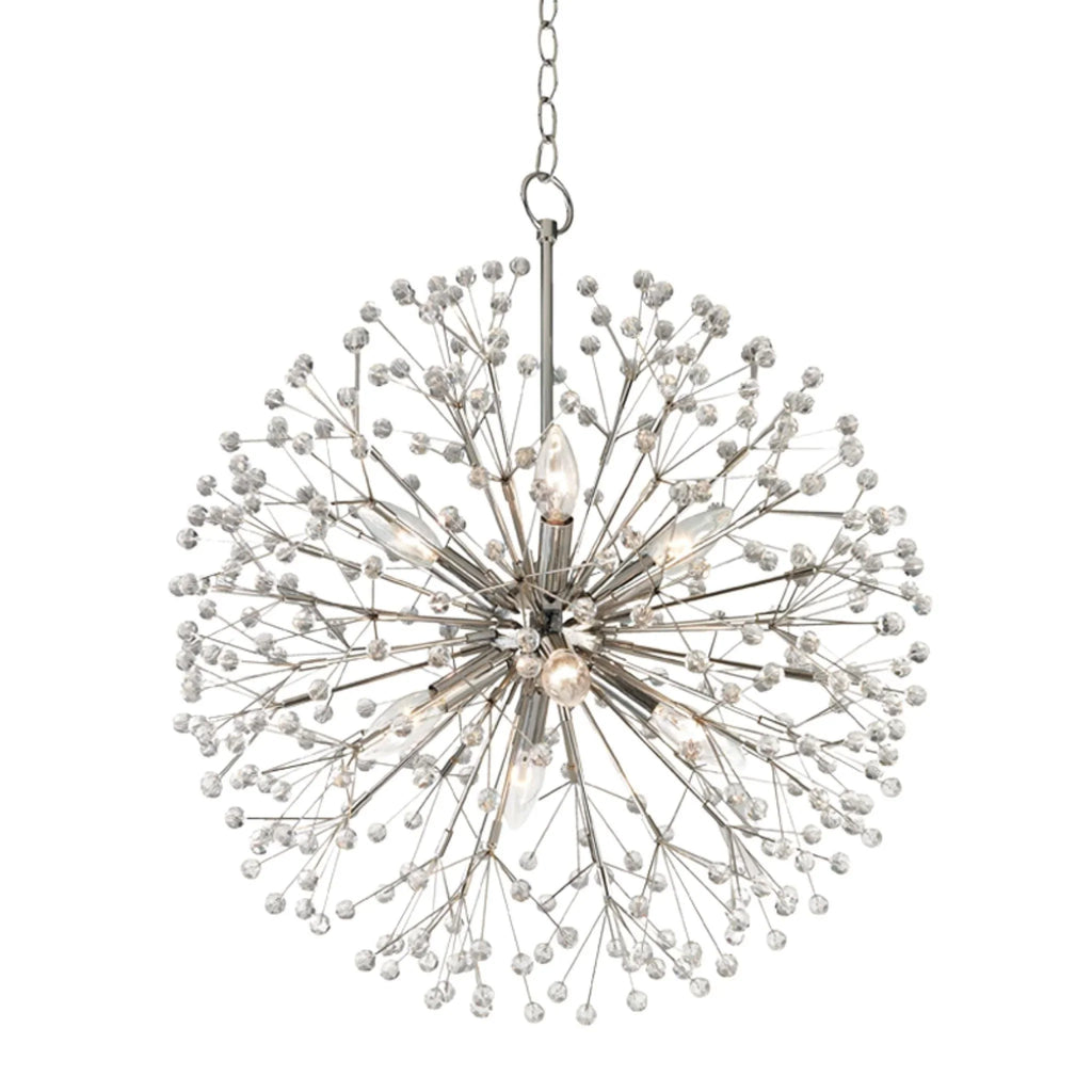 Small Dunkirk Eight Light Crystal Branches Dandelion Chandelier Available in Two Finishes - Chandeliers & Pendants - The Well Appointed House