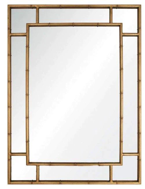 Small Gold Leaf Bamboo Inspired Framed Wall Mirror - Wall Mirrors - The Well Appointed House
