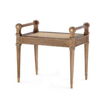 Small Hand Carved Paris Bench in Driftwood Finish - Ottomans, Benches & Stools - The Well Appointed House