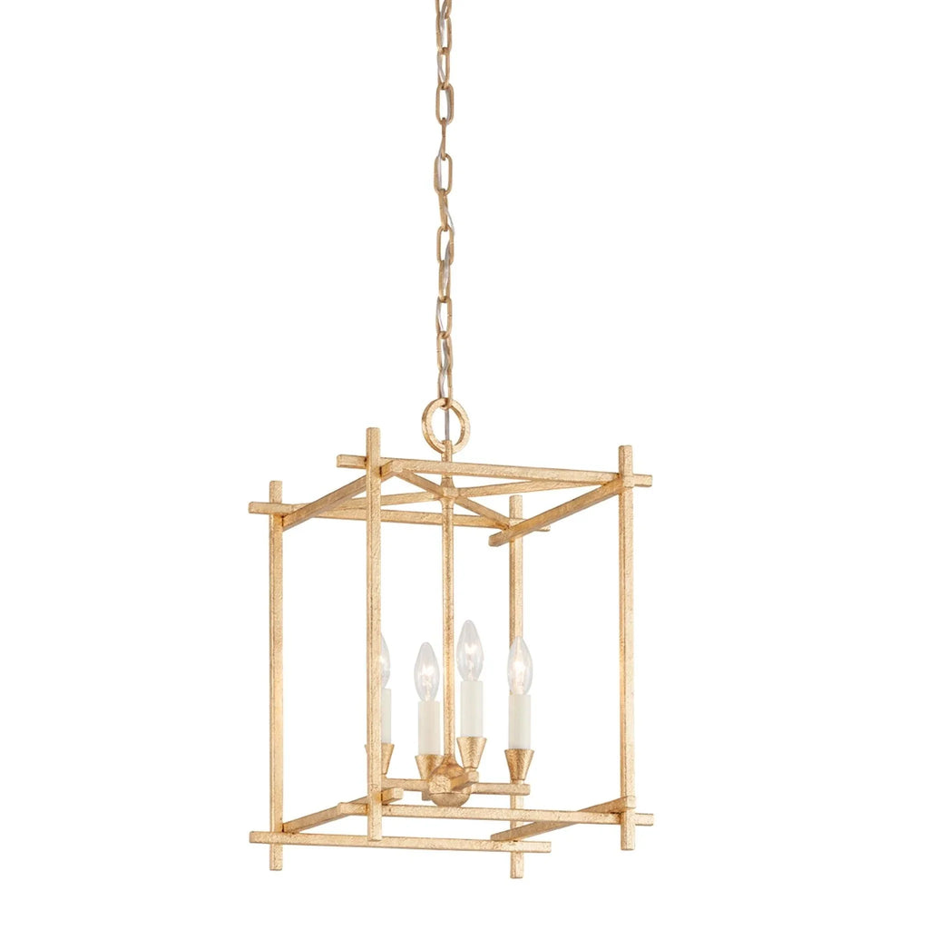 Small Huck Open Lantern Chandelier in Vintage Gold Leaf Finish - Chandeliers & Pendants - The Well Appointed House