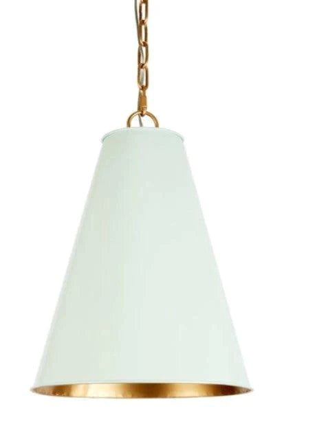 Small Light Blue Metal Lamp Shade Pendant with Gold Lining - Chandeliers & Pendants - The Well Appointed House