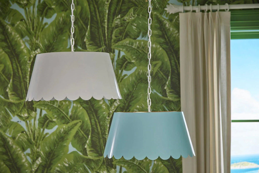 Small Sky Blue Scalloped Pendant Light - Chandeliers & Pendants - The Well Appointed House