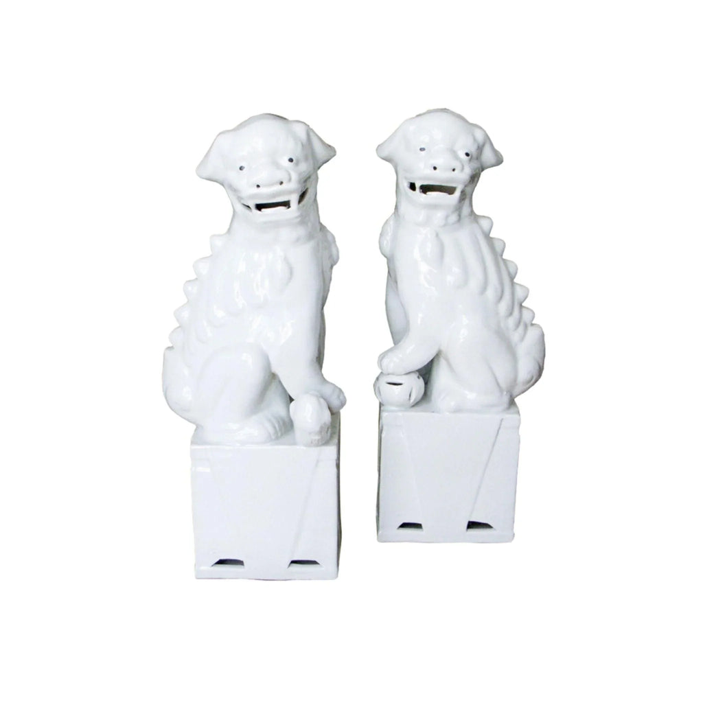 Small White Porcelain Sitting Foo Dog Pair - Decorative Objects - The Well Appointed House