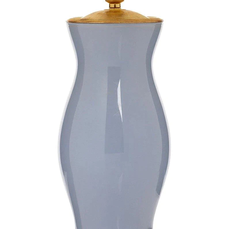 Smokey Blue Handblown Glass Lamp with Brass Accents - Table Lamps - The Well Appointed House