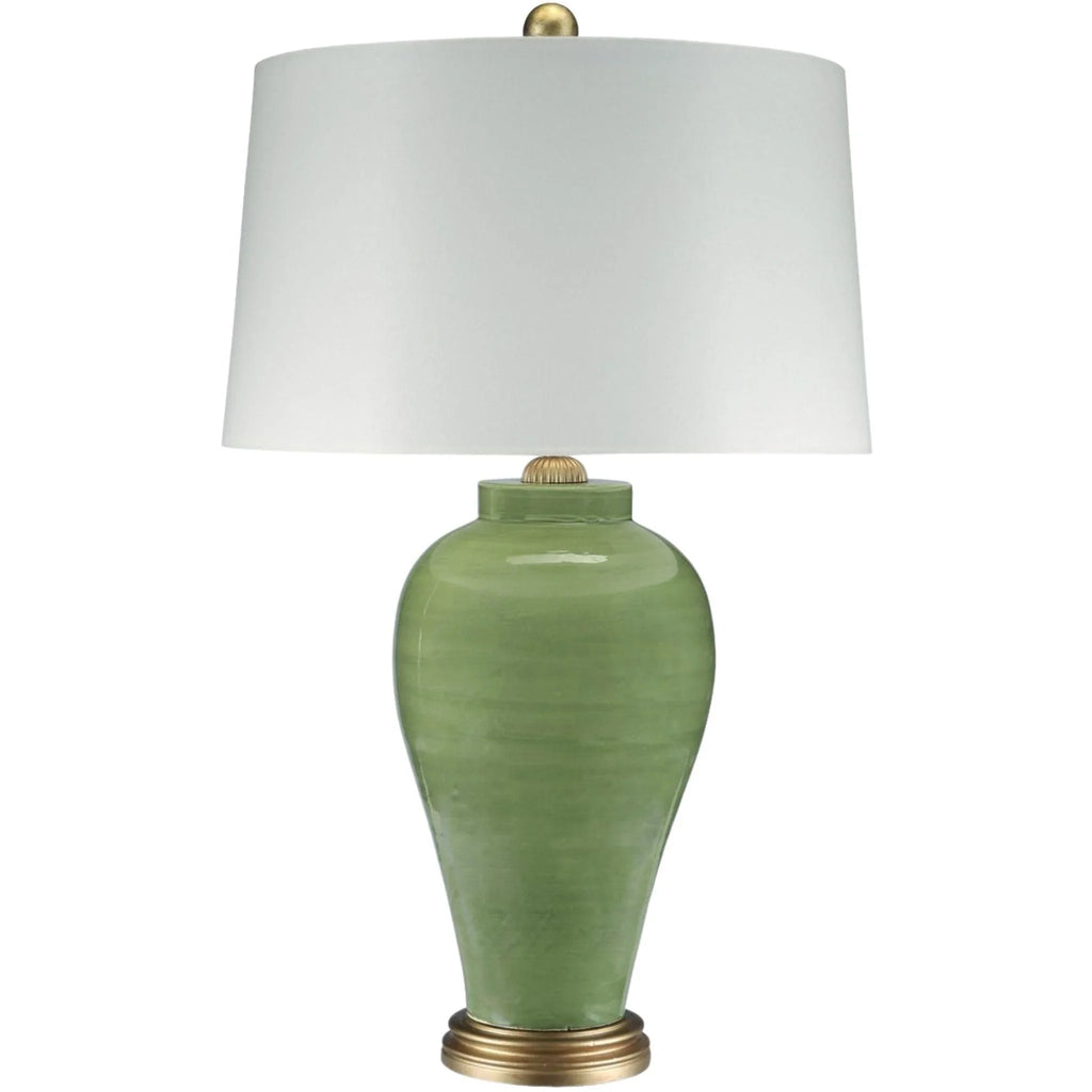 Soft Green Cracked Glaze Ceramic Table Lamp - Table Lamps - The Well Appointed House