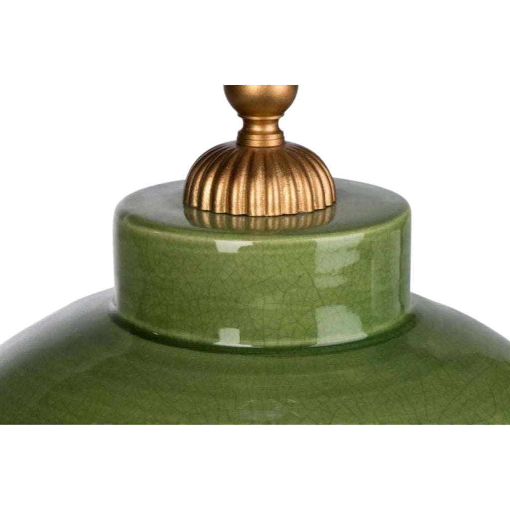 Soft Green Cracked Glaze Ceramic Table Lamp - Table Lamps - The Well Appointed House