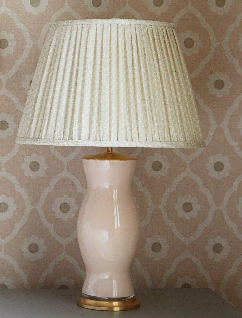 Soft Pink Handblown Glass Lamp with Brass Accents - Table Lamps - The Well Appointed House