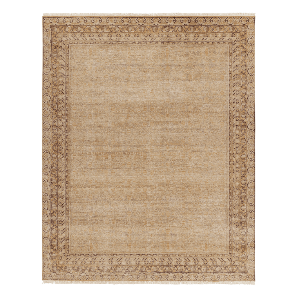 Someplace in Time Gold & Brown Hand Knotted Wool Area Rug - Available in a Variety of Sizes - Rugs - The Well Appointed House