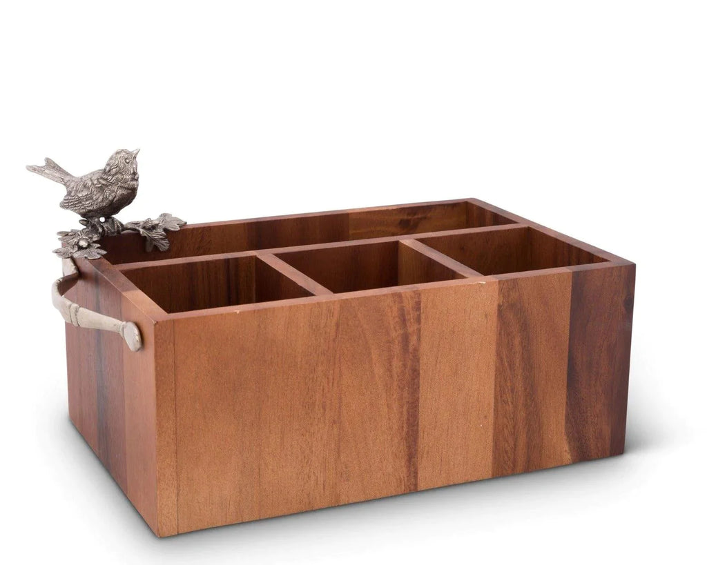 Song Bird Wood Flatware Caddy - Flatware - The Well Appointed House