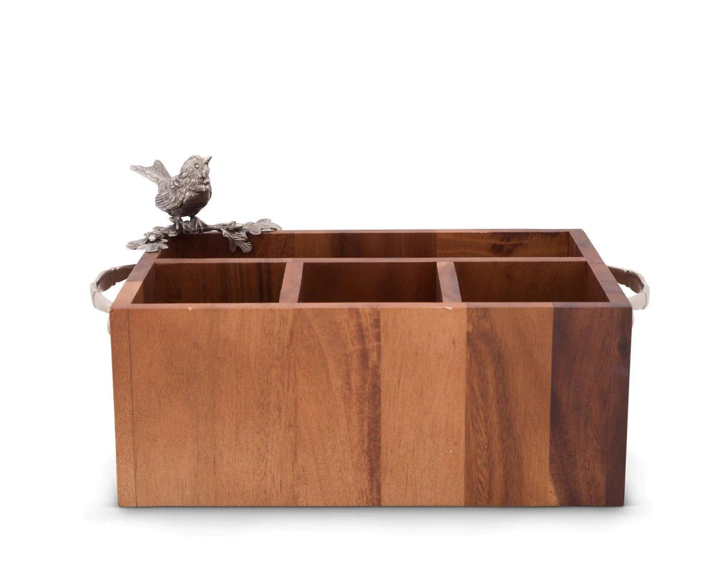 Song Bird Wood Flatware Caddy - Flatware - The Well Appointed House