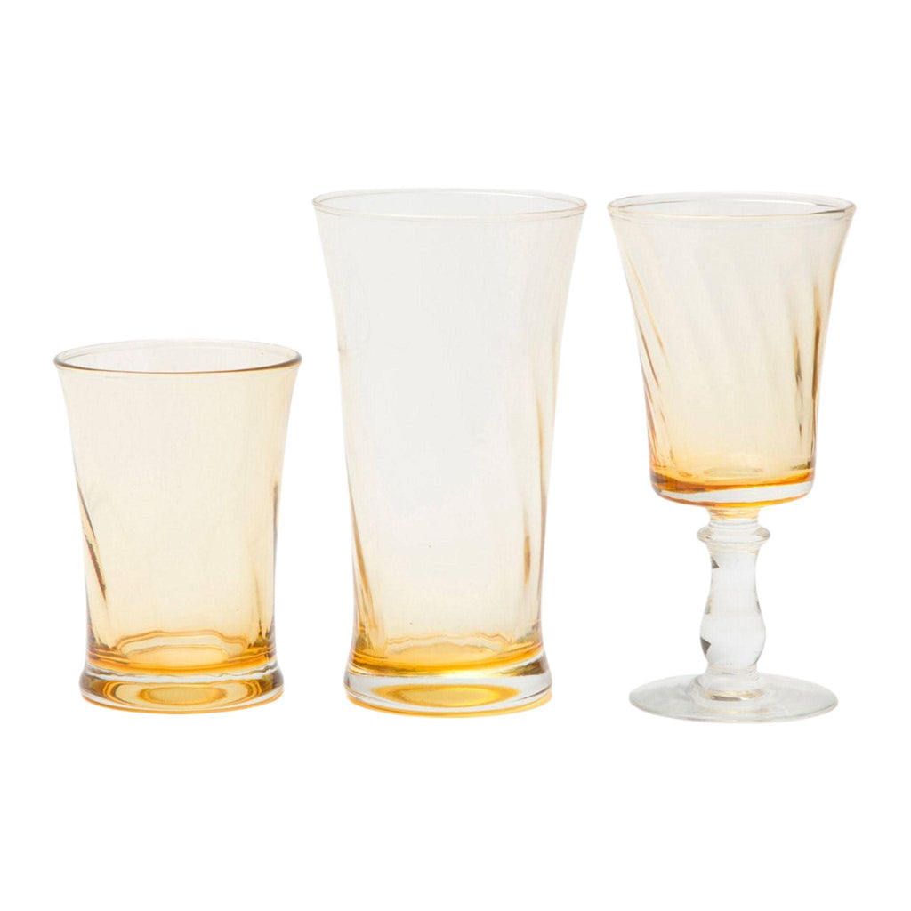 Spiral Pattern Soft Yellow Hand Blown Glasses - Drinkware - The Well Appointed House