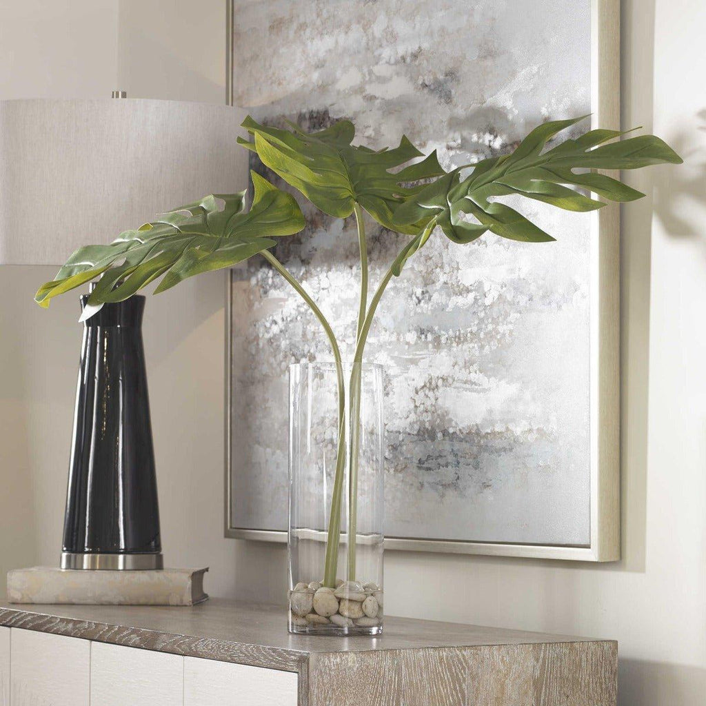Split Leaf Palm Trio with Glass Vase - Florals & Greenery - The Well Appointed House
