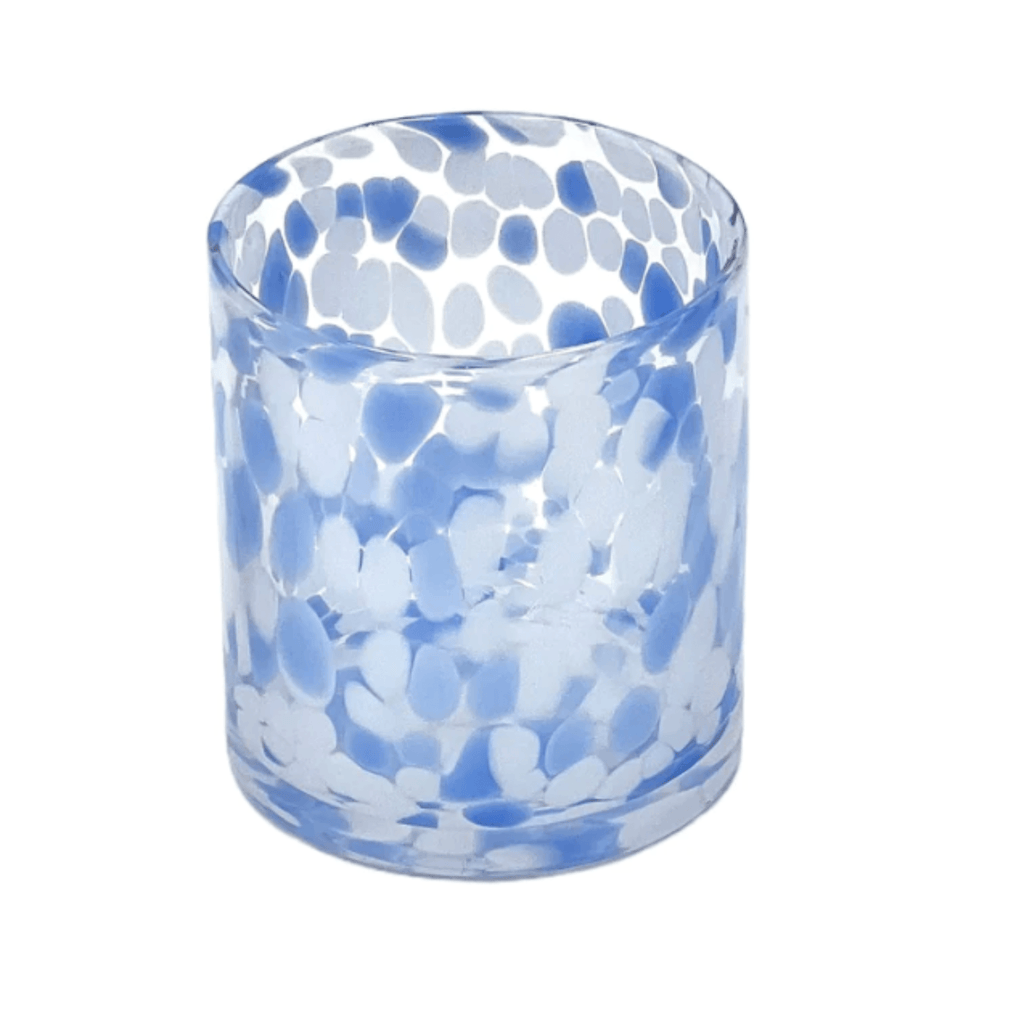 Spotted Light Blue & White Blown Glass Tumbler - Drinkware - The Well Appointed House