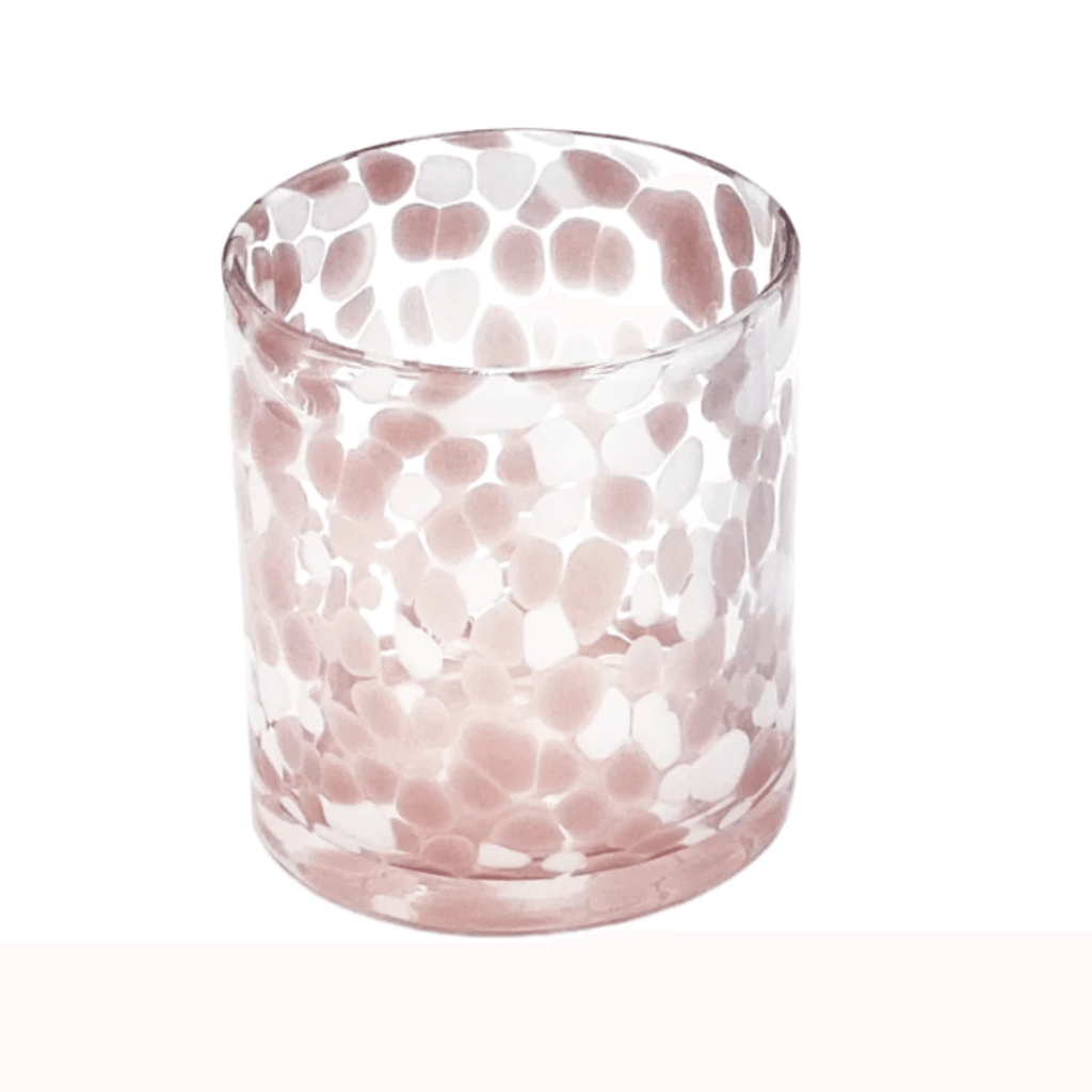 Spotted Mauve & White Blown Glass Tumbler - Drinkware - The Well Appointed House