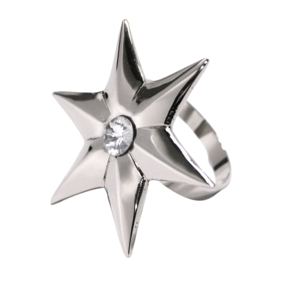 Set of 4 Silver Star Napkin Rings - The Well Appointed House