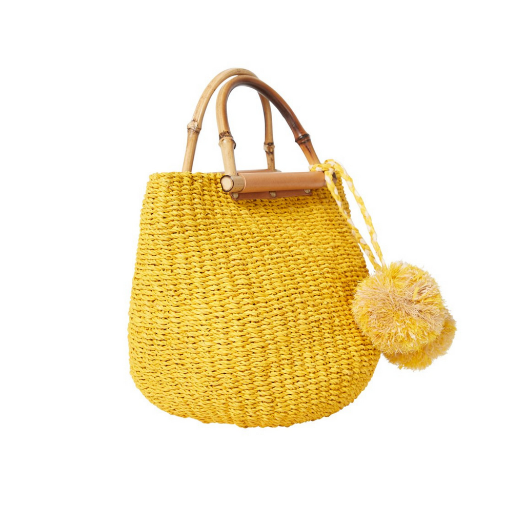 Maxi Straw Poof Crossbody in Marigold Yellow - The Well Appointed House