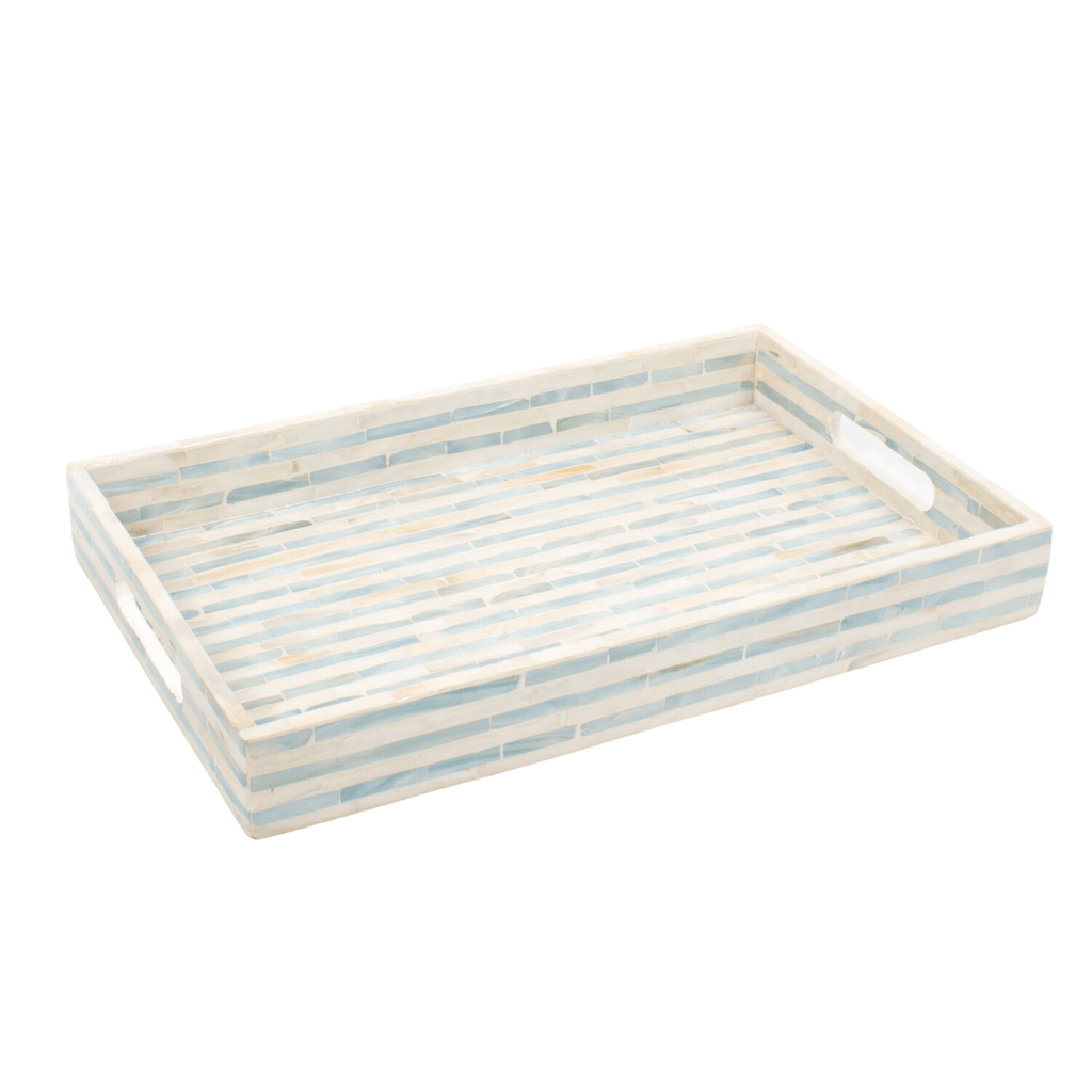Striped Mother of Pearl Rectangle Tray - Decorative Trays - The Well Appointed House