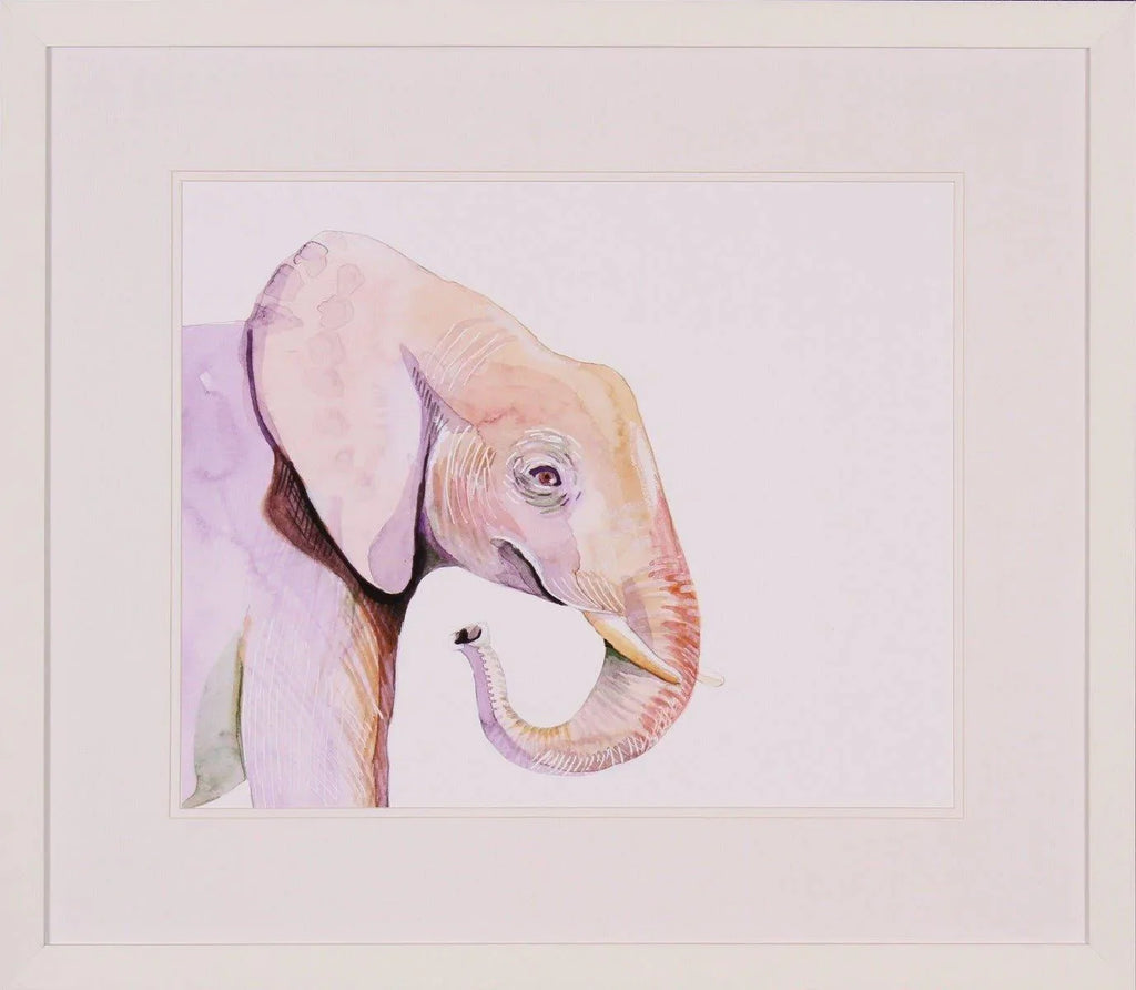 Sunset Safari Elephant Profile Lithograph in White Frame - Little Loves Art - The Well Appointed House
