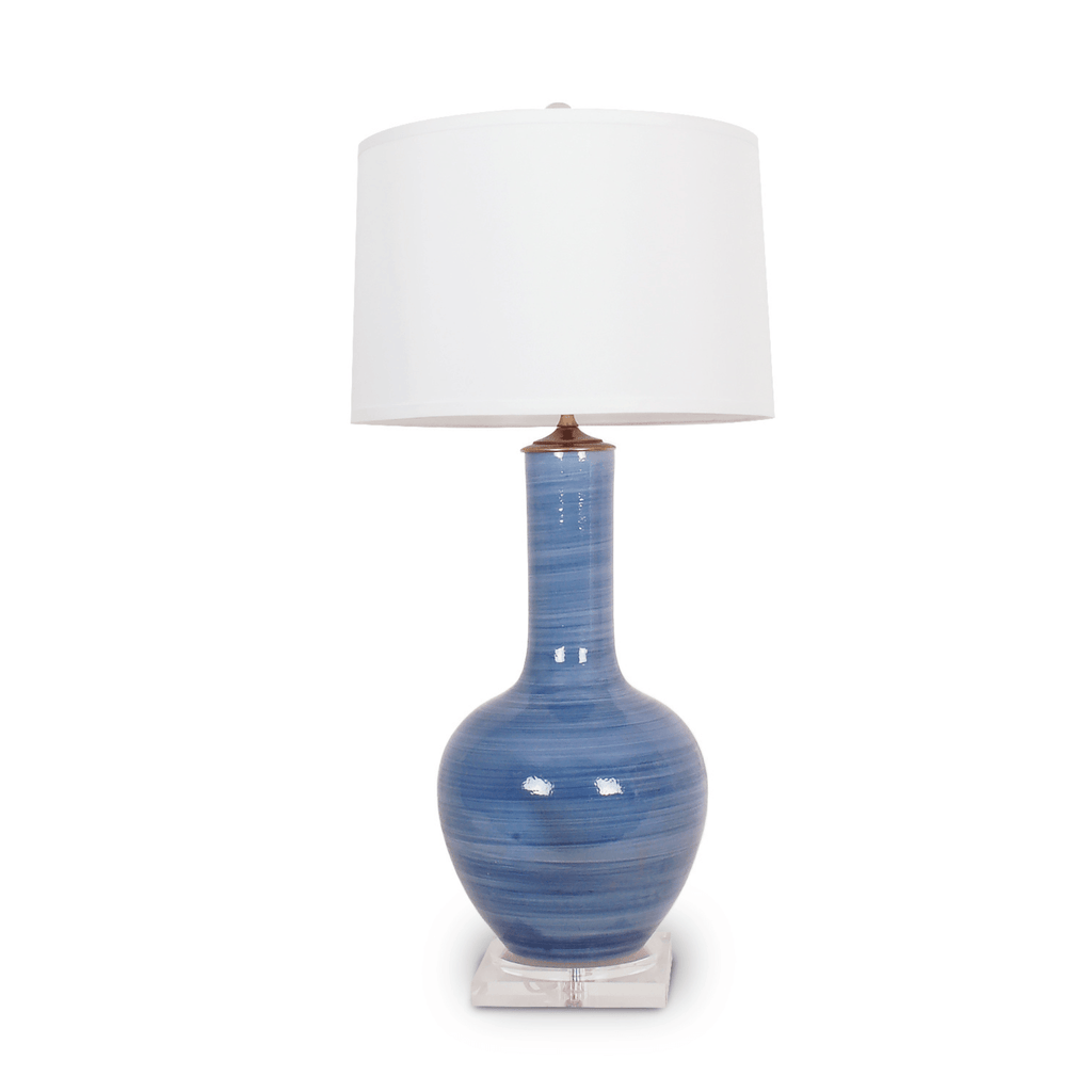 Swirled Light Blue Gourd Table Lamp - Table Lamps - The Well Appointed House