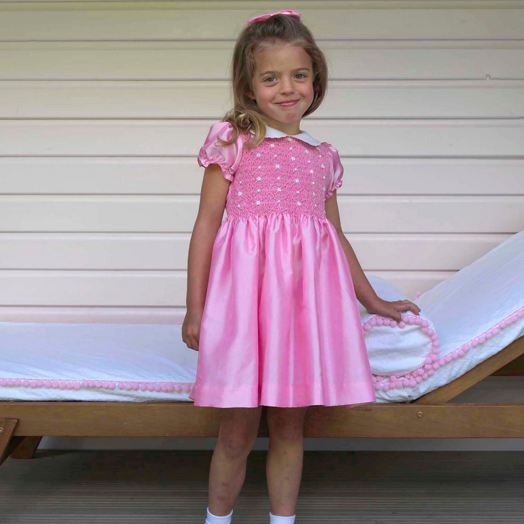Taffeta Rosebud Smocked Dress - The Well Appointed House 