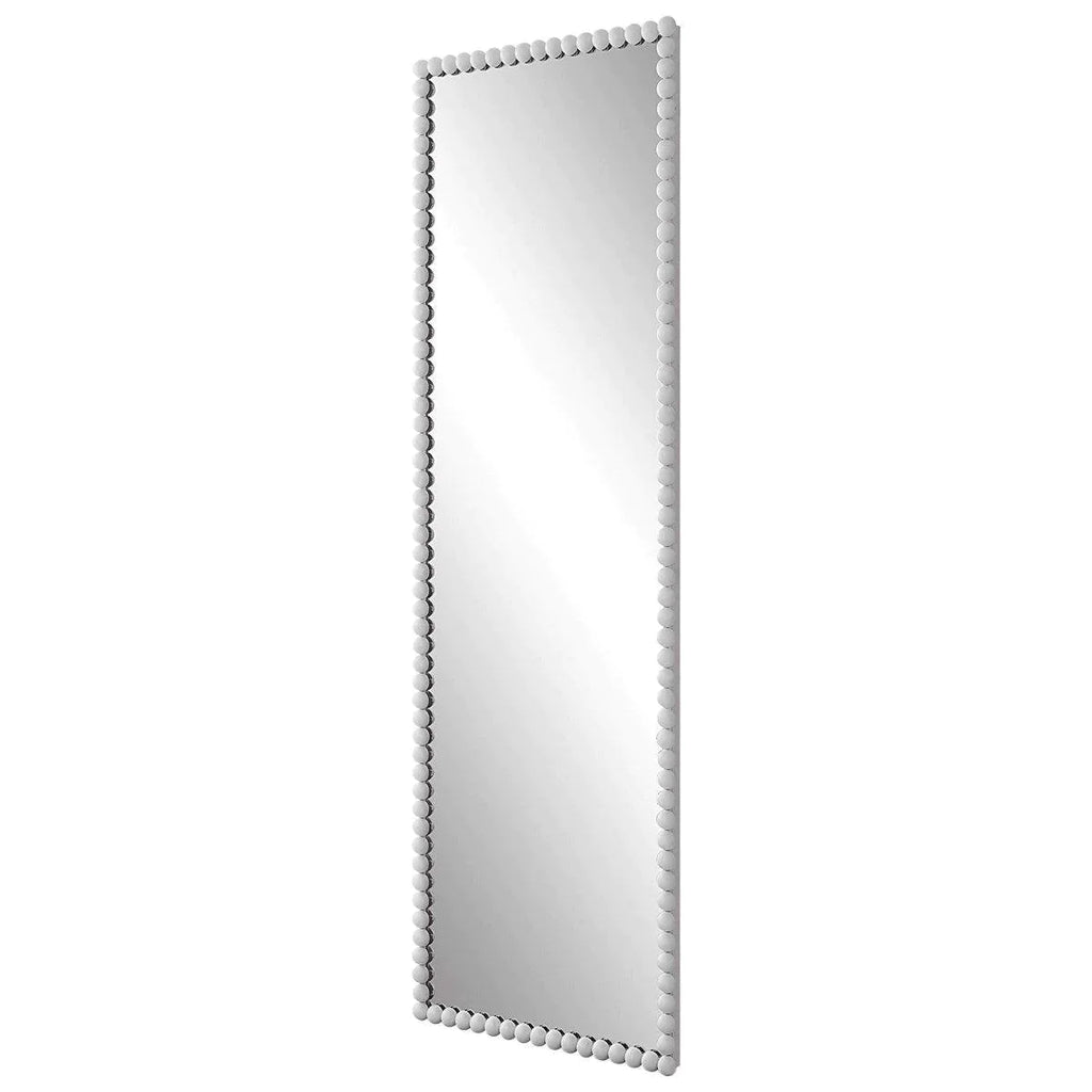 Tall Matte White Beaded Framed Wall Mirror - Wall Mirrors - The Well Appointed House