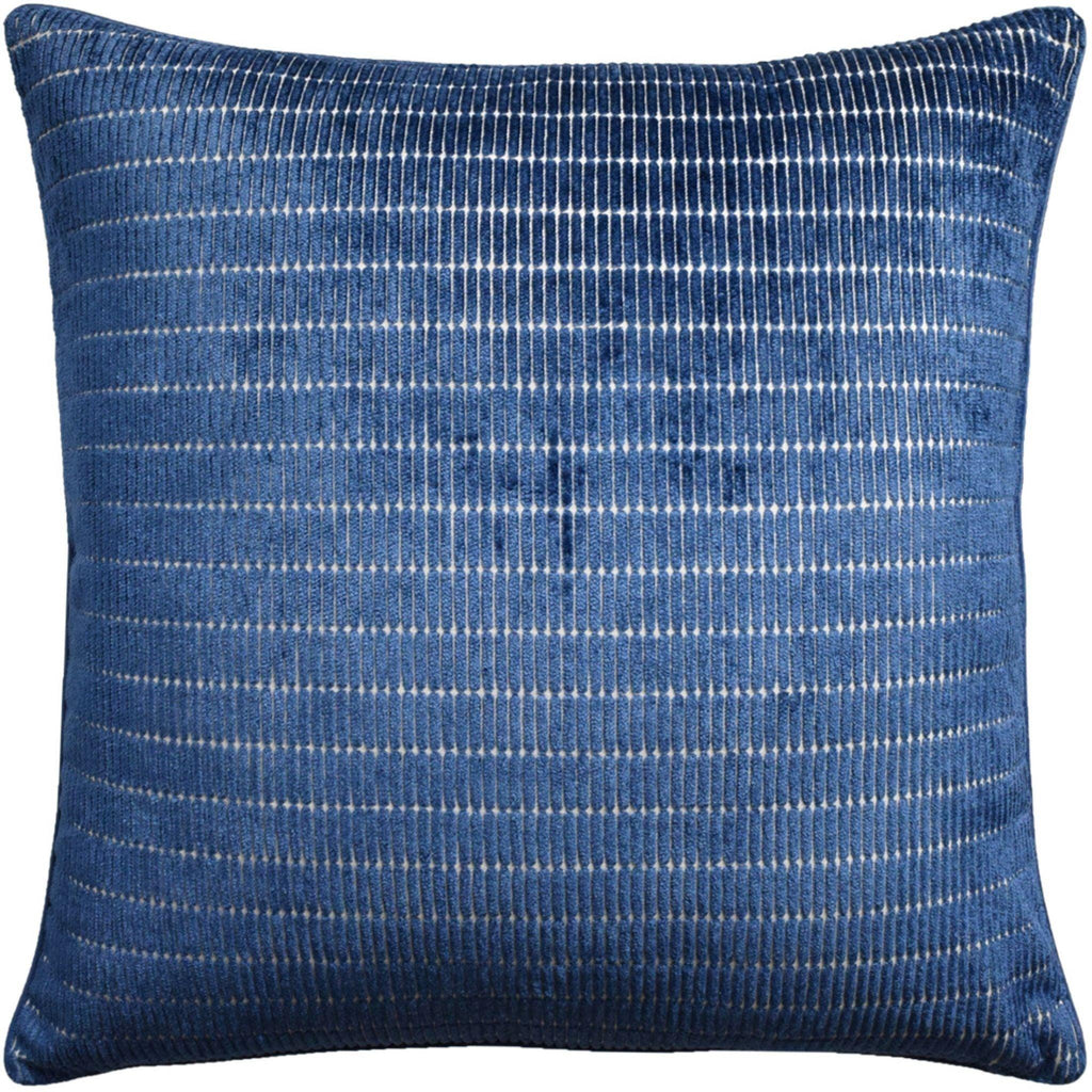 Tally Stripe Indigo Decorative Square Throw Pillow - Pillows - The Well Appointed House