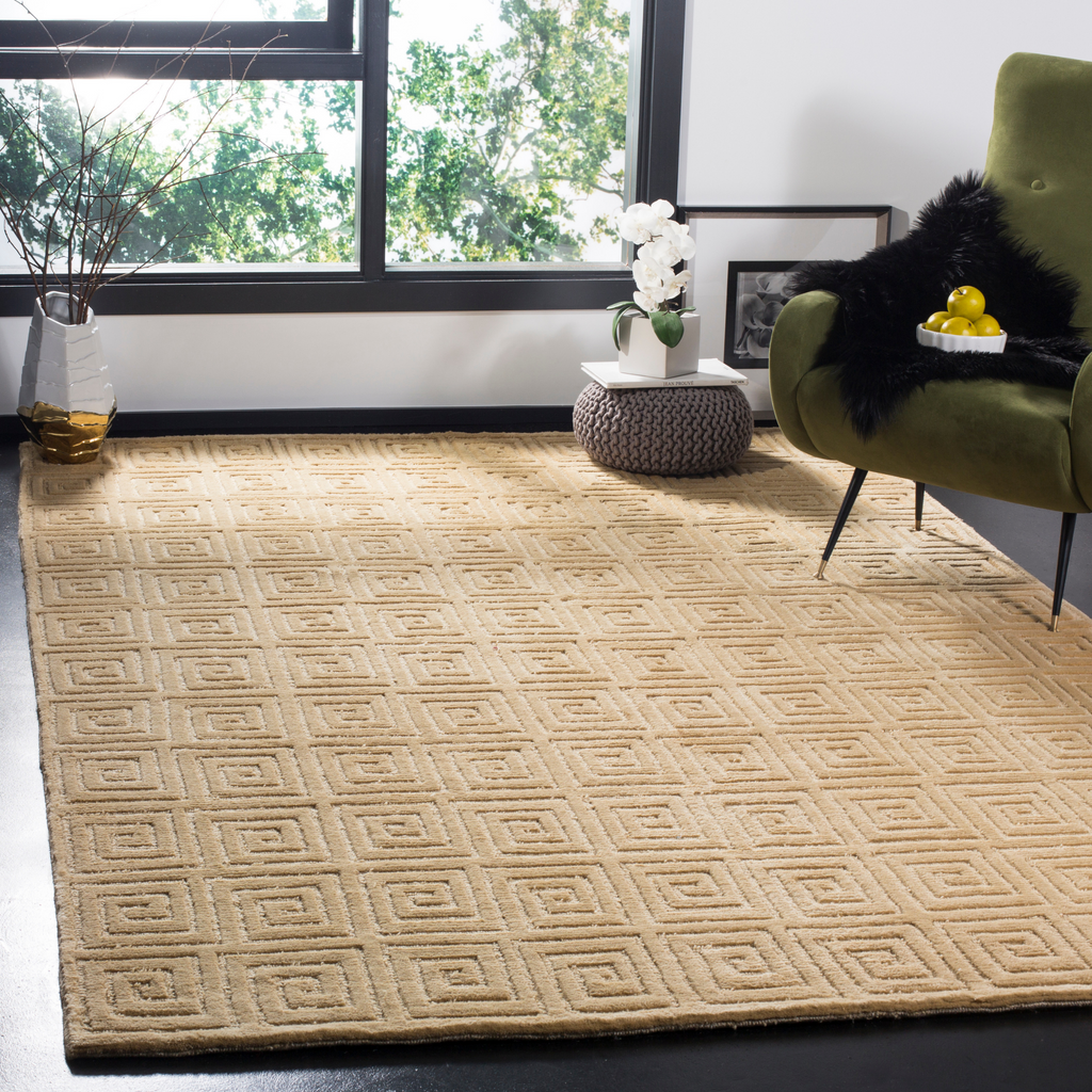 Butterscotch Tibetan Weave Greek Key Geometric Area Rug - The Well Appointed House