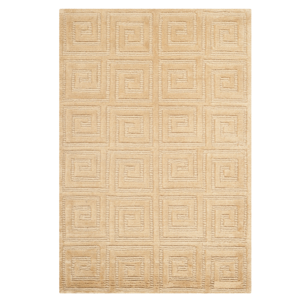Butterscotch Tibetan Weave Greek Key Geometric Area Rug - The Well Appointed House