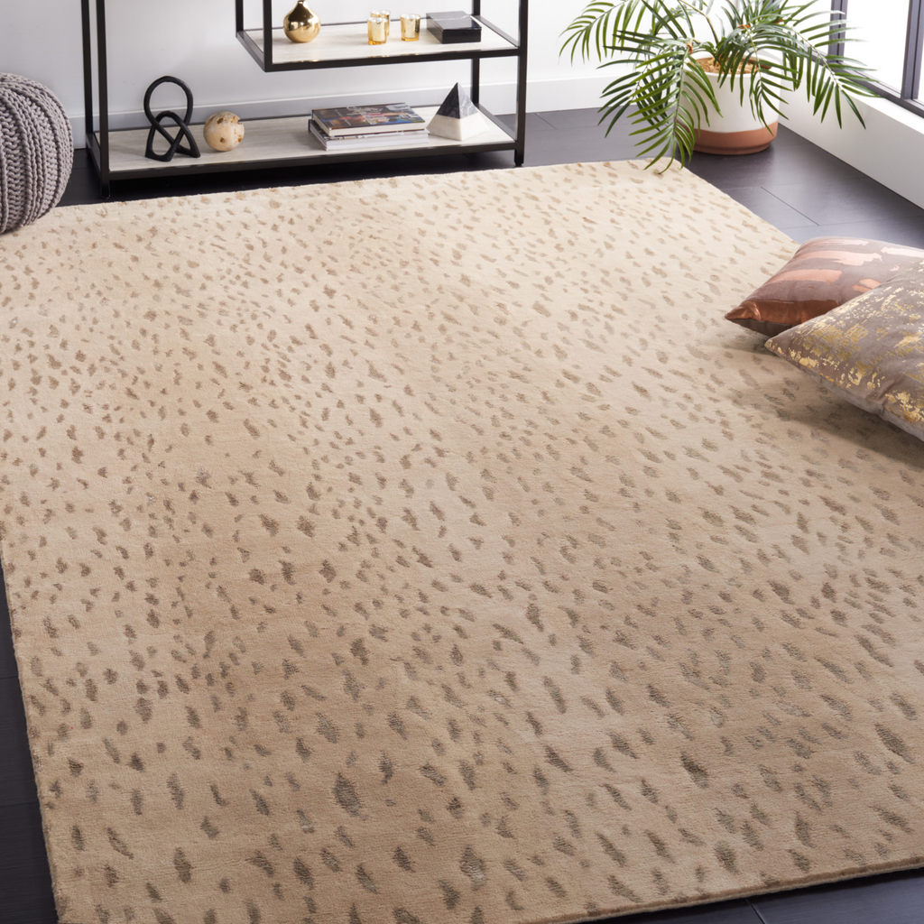 Light Beige Tibetan Weave Animal Print Motif Area Rug - The Well Appointed House
