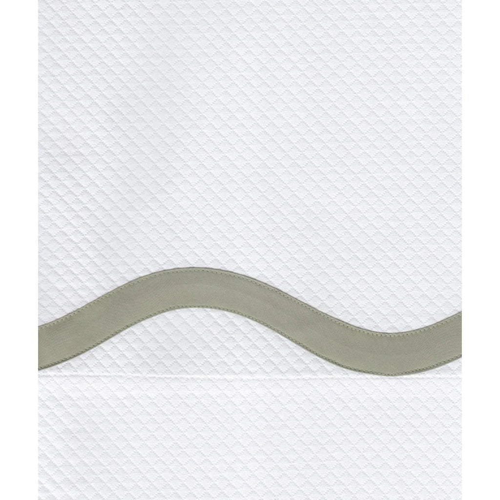 Tess Scalloped Sateen Tape Design Shower Curtain - Shower Curtains - The Well Appointed House