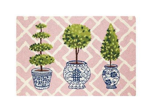 Three Ball Topiary Hook Pink Rug - Rugs - The Well Appointed House