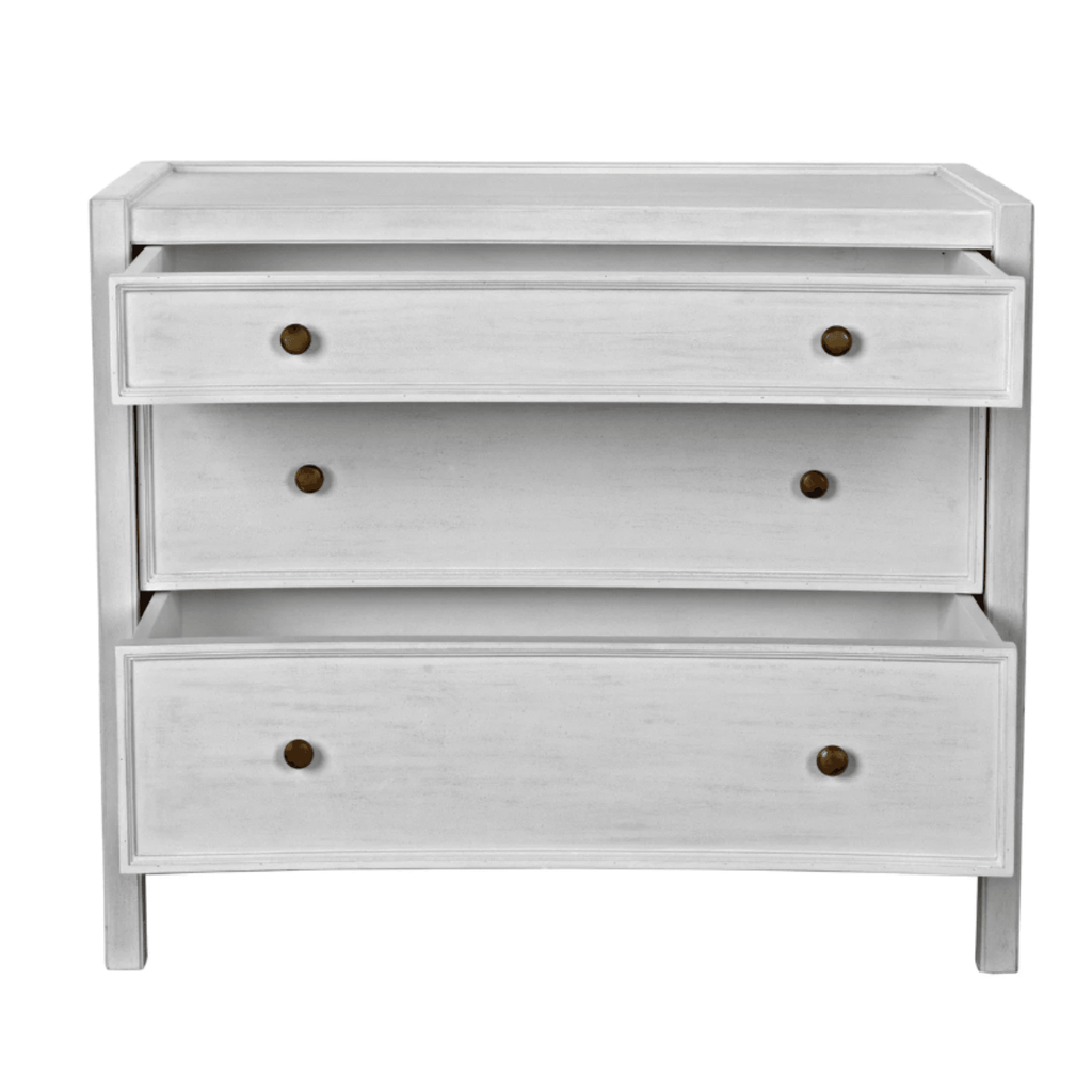 Three Drawer White Washed Mahogany Nightstand - Nightstands & Chests - The Well Appointed House