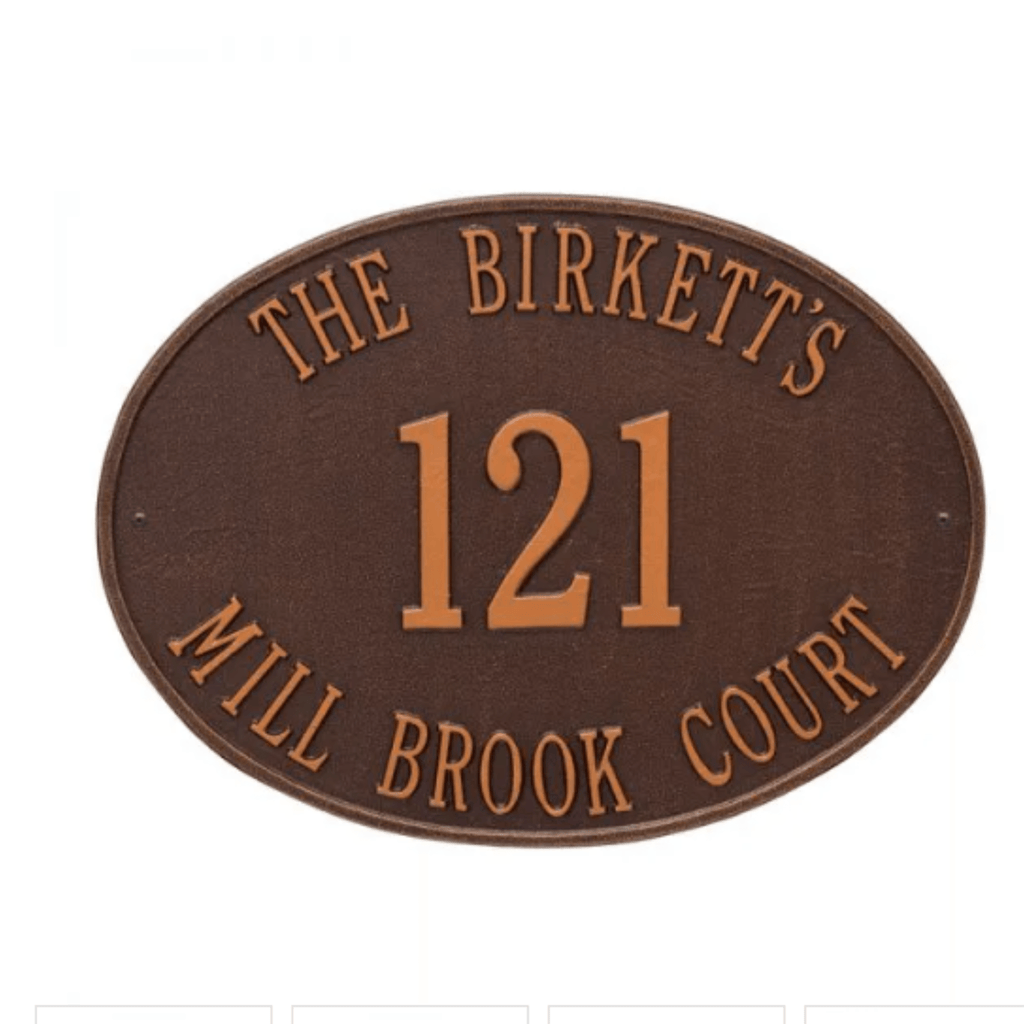 Three Line Hawthorne Personalized Address Oval Estate Wall Plaque - Available in Multiple Finishes - Address Signs & Mailboxes - The Well Appointed House