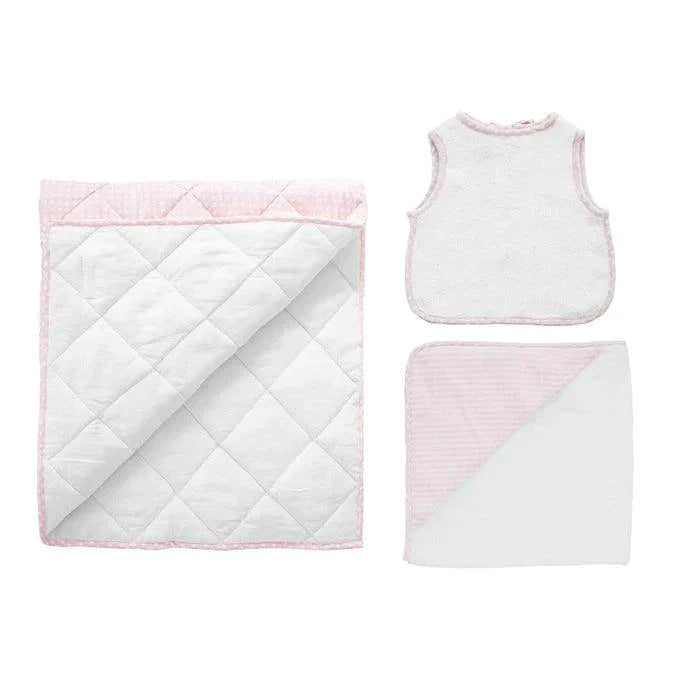 Three Piece Nighttime Baby Gift Set in Pink and White Gingham - Baby Gifts - The Well Appointed House