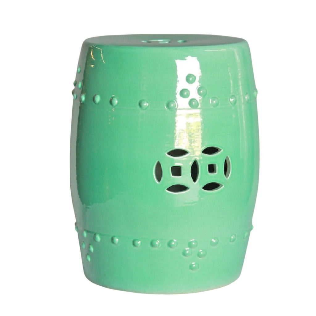 Tibetan Green Porcelain Garden Stool - Garden Stools & Benches - The Well Appointed House