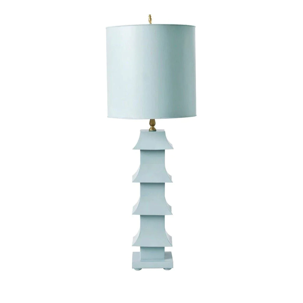 Tole Pagoda Table Lamp in Powder Blue - Table Lamps - The Well Appointed House