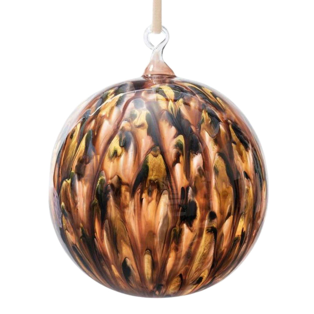 Tortoiseshell Feather Painted Decorative Glass Balls - Christmas Ornaments - The Well Appointed House