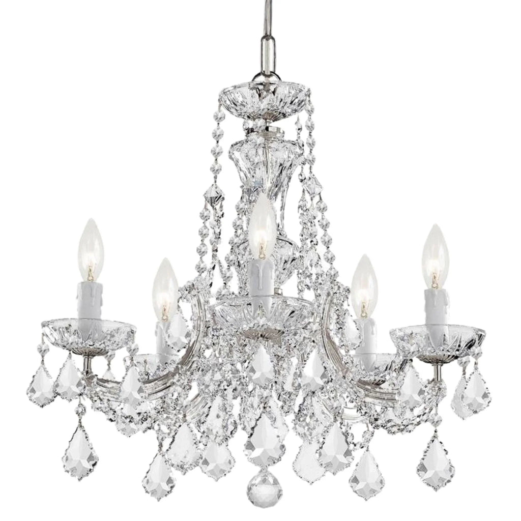 Traditional 5 Light Swarovski Crystal Chrome Mini Chandelier - Chandeliers & Pendants - The Well Appointed House