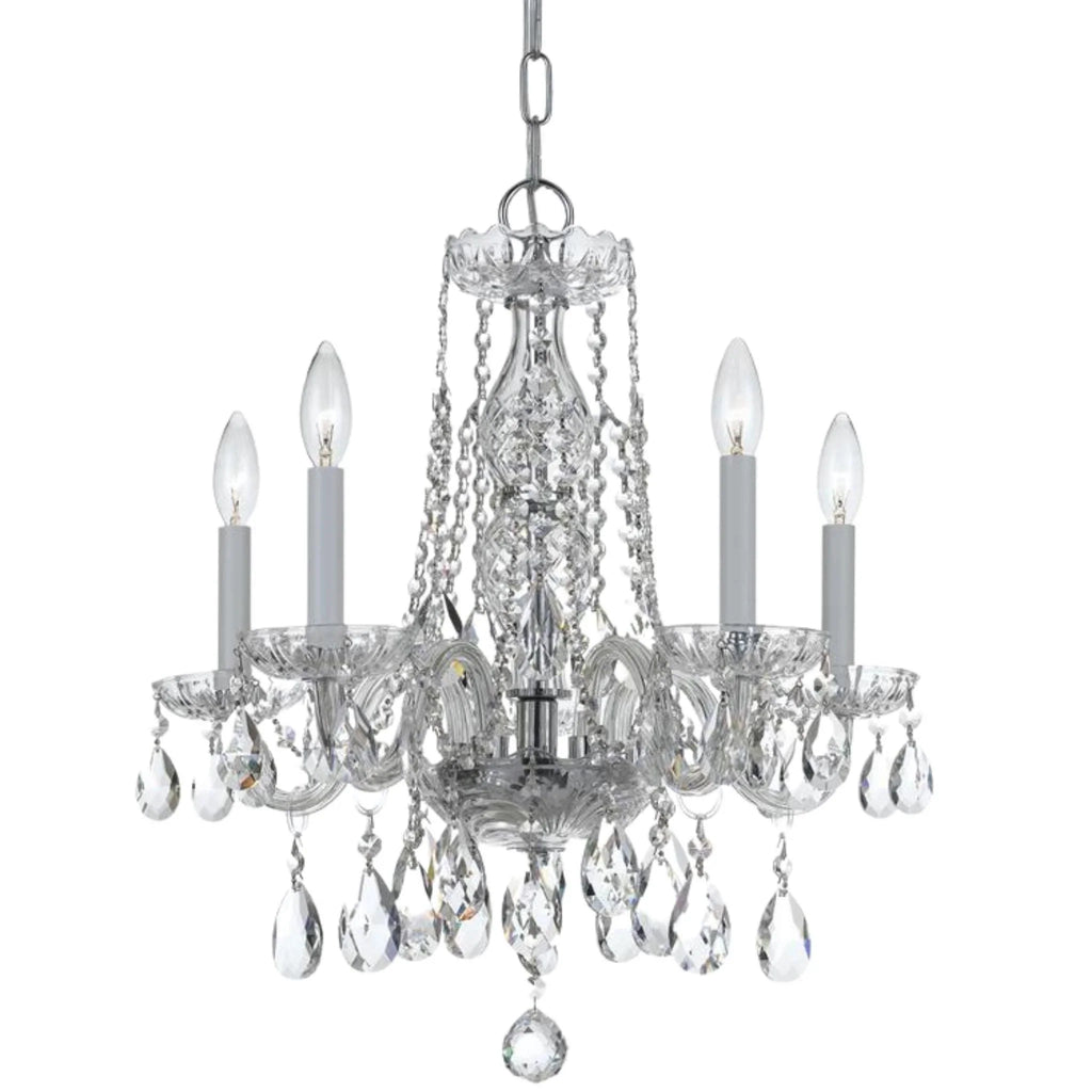 Traditional Crystal 5 Light Swarovski Strass Chrome Mini Chandelier - Chandeliers & Pendants - The Well Appointed House