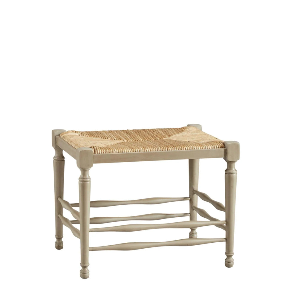 Traditional Jacobean Beige Single Seat Reed Bench - Ottomans, Benches & Stools - The Well Appointed House