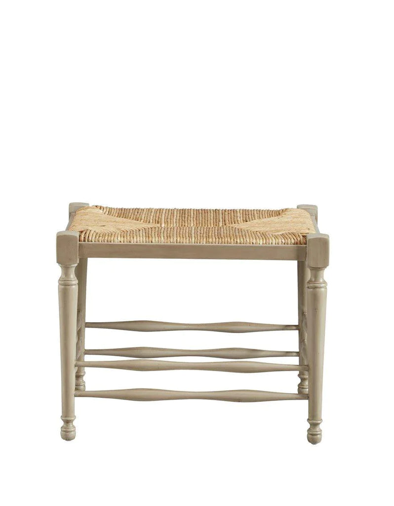 Traditional Jacobean Beige Single Seat Reed Bench - Ottomans, Benches & Stools - The Well Appointed House