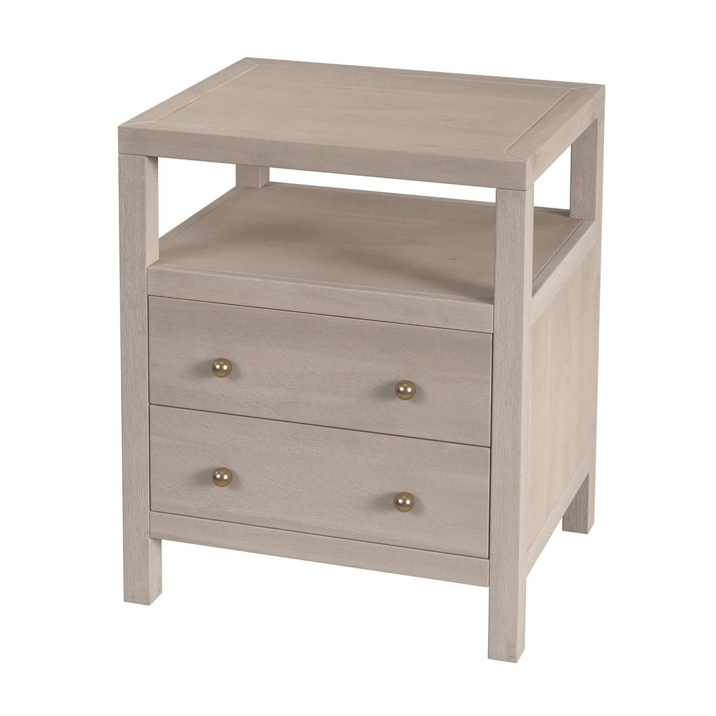 Traditional Two Drawer Nightstand in Antique Taupe Finish - The Well Appointed House