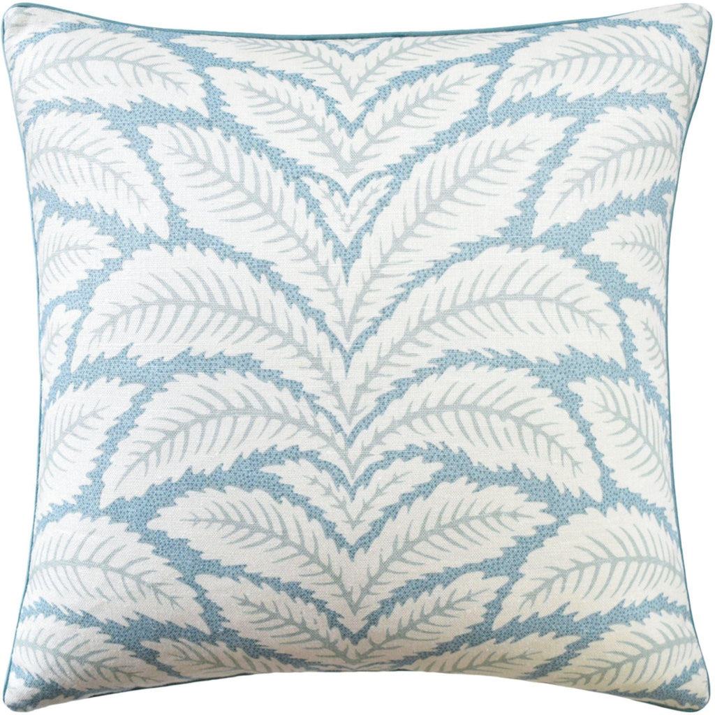 Tropical Floral Leaves Linen Aqua Decorative Square Pillow - Pillows - The Well Appointed House