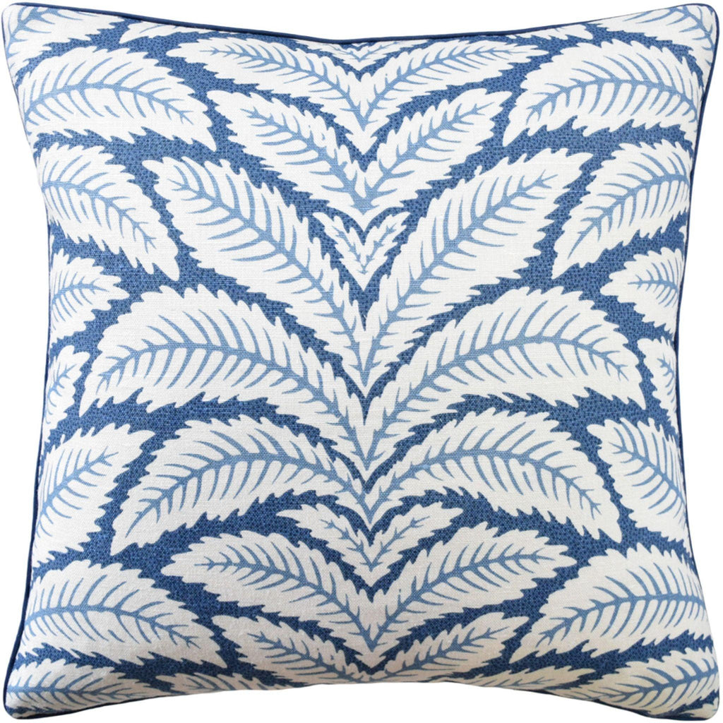Tropical Floral Leaves Linen Indigo Decorative Square Pillow - Pillows - The Well Appointed House