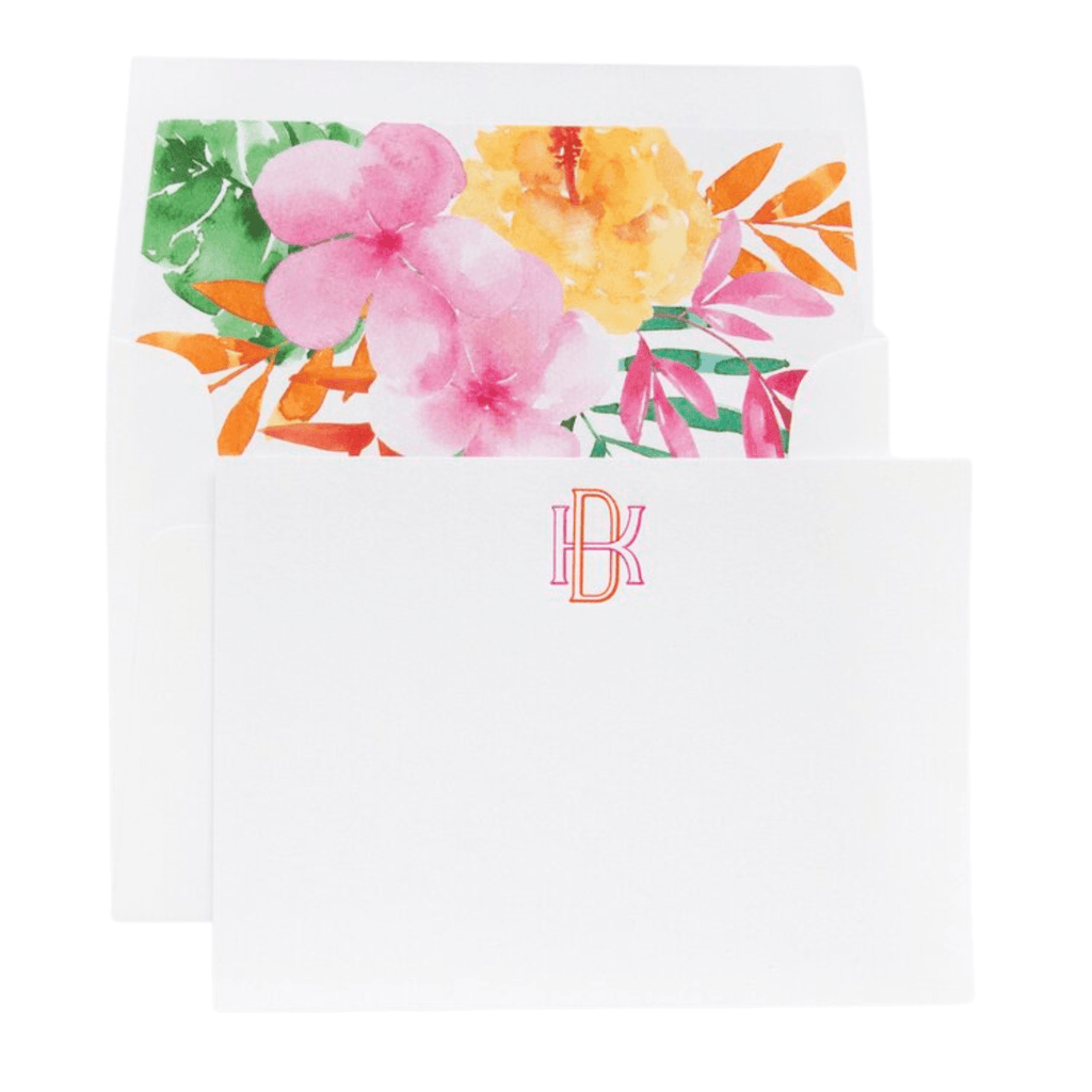 Tropical Fuschia & Tangerine Personalized Letterpress Stationery - M92 - Stationery - The Well Appointed House
