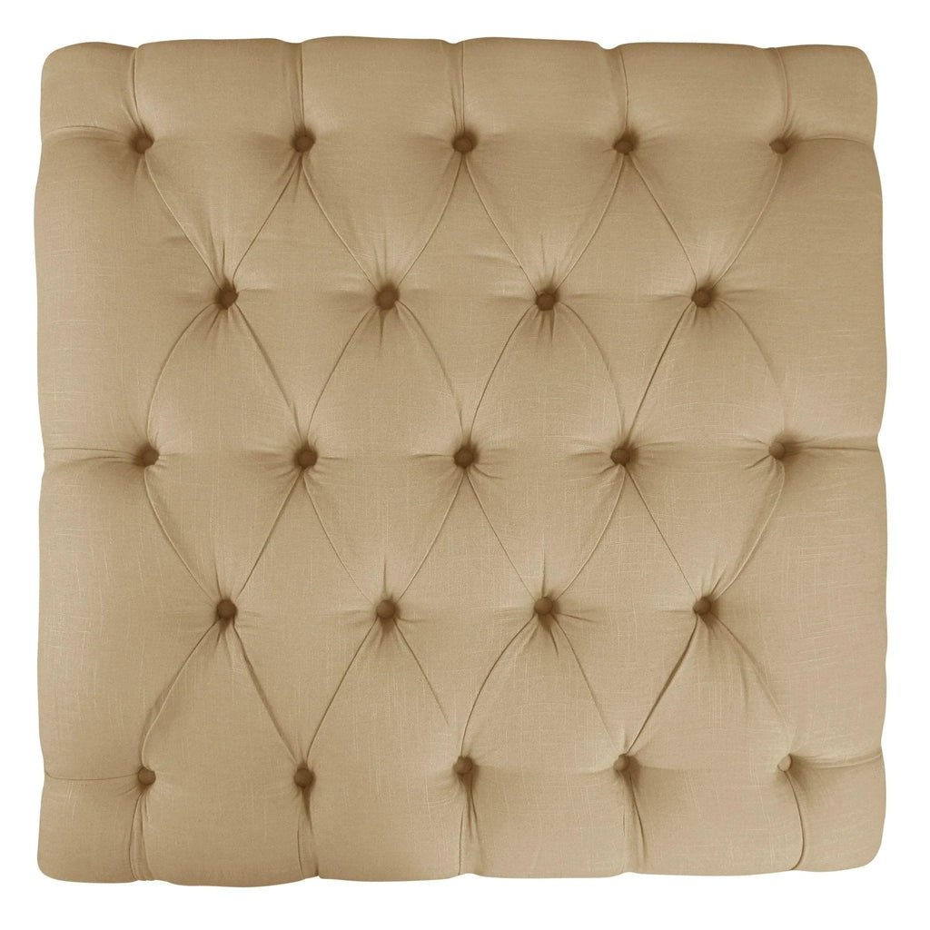 Tufted Cocktail Ottoman in Linen Sandstone - Ottomans, Benches & Stools - The Well Appointed House