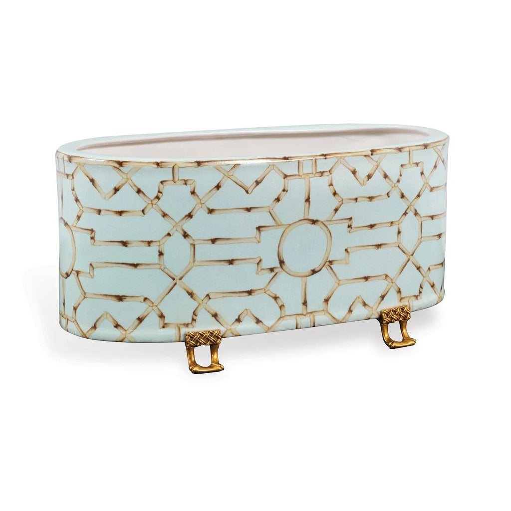 Turquoise Planter with Brass Accents - Indoor Planters - The Well Appointed House