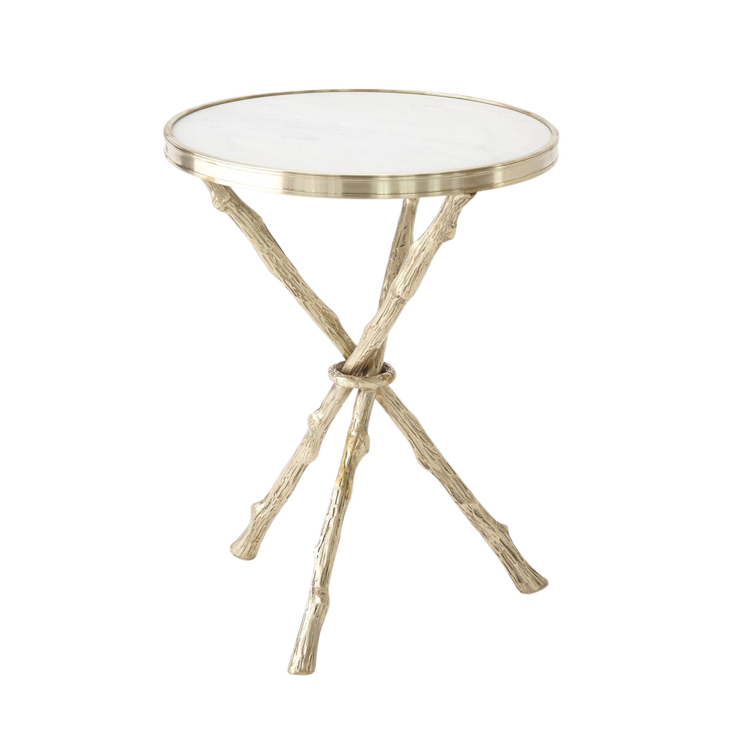 Twig Legs Brass Side Table With Marble Top - The Well Appointed House 